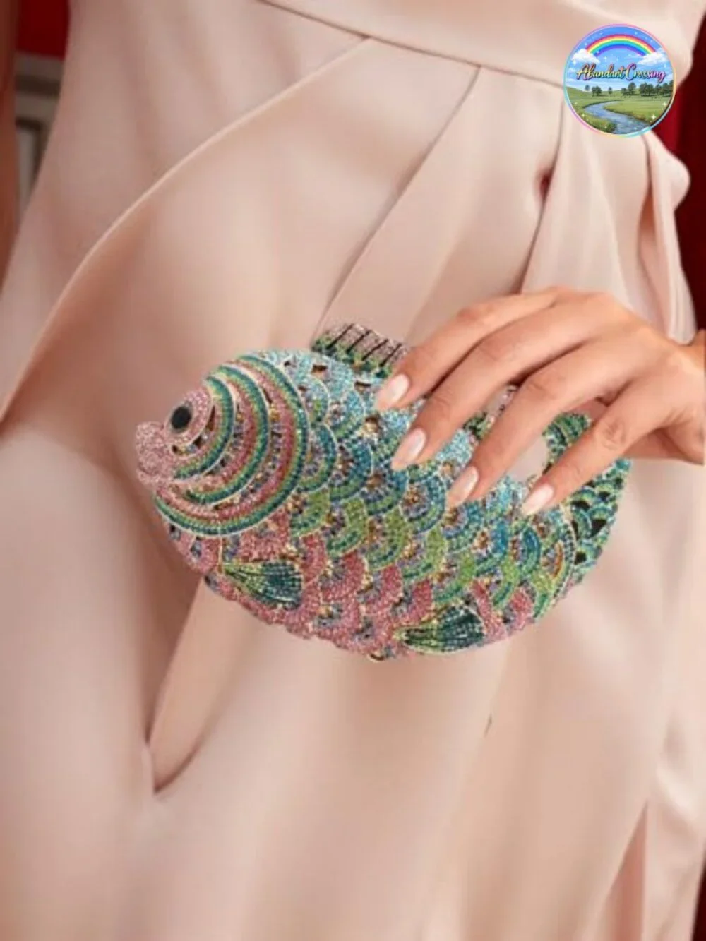 Luxury Rhinestone Fish Evening Clutch Bag Party Wedding Purse